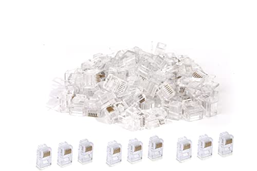 Seefeful 100 Pack Telephone Modular Plug RJ11/RJ12 6P6C Connector for Phone Line Cord