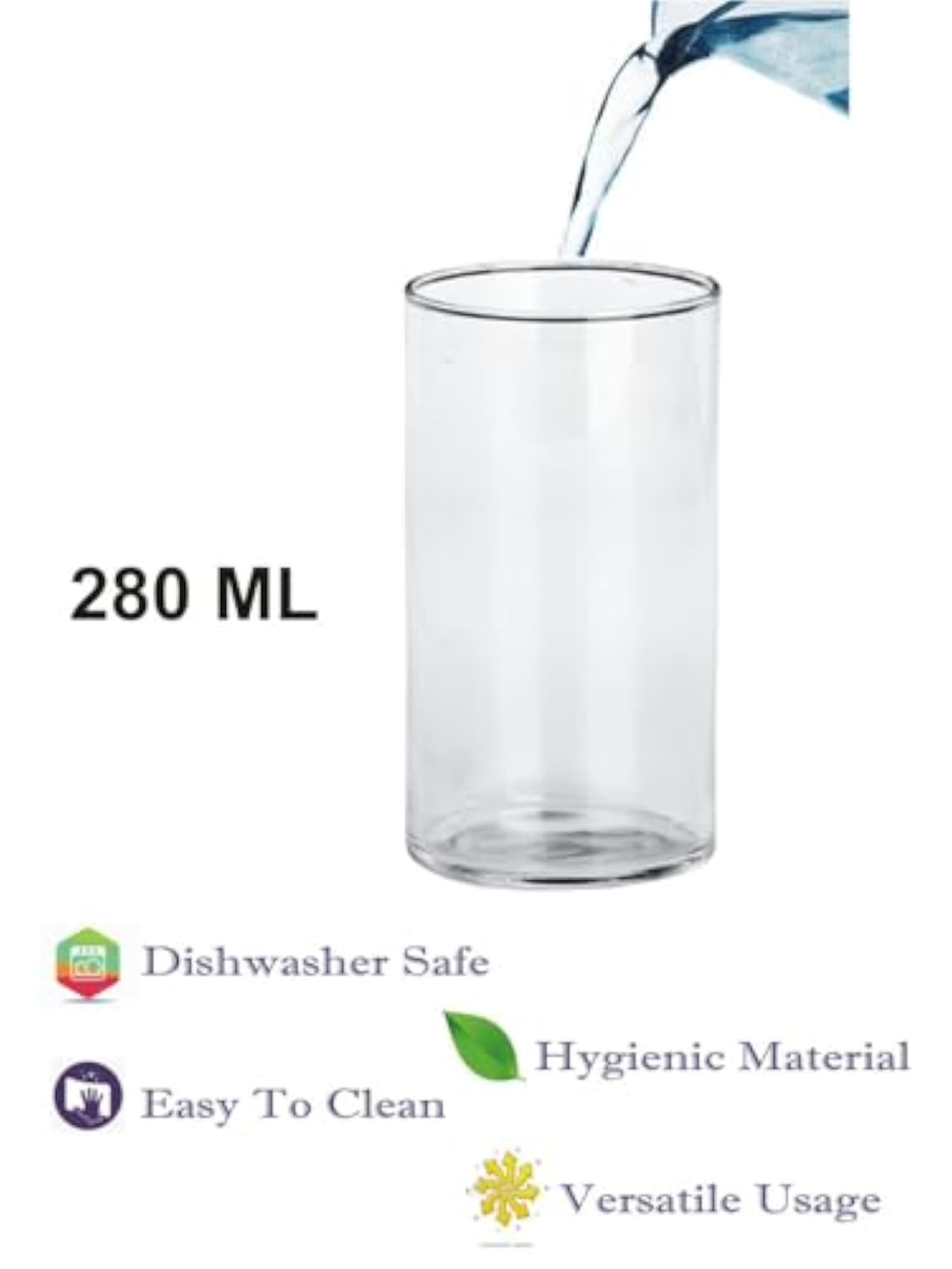 Multipurpose Drinking Glass, Pack of 1, 250 ml Transparent