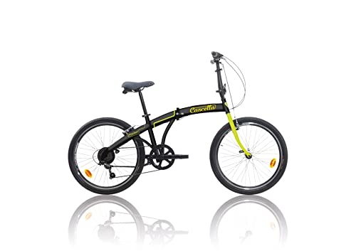 Bicicleta plegable de bolsillo, 24 pulgadas, 6 V, color negro y amarillo (negro y amarillo)