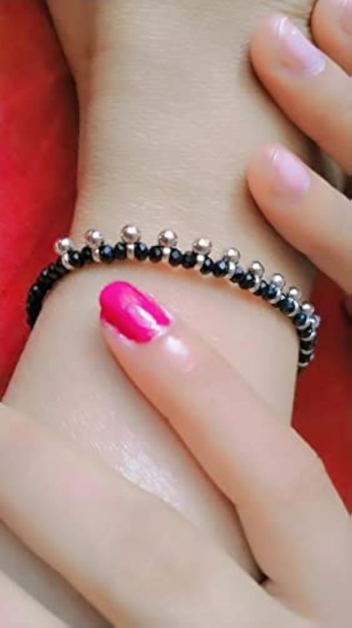 Women's Silver Hanging Beads Chain Anklet, Good Luck Charm