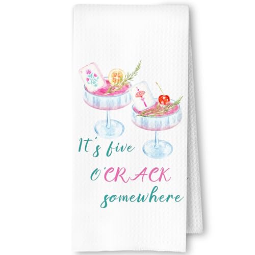 SkipTiger Mahjong Cocktail Kitchen Towels, Gifts for Mahjong Lovers Players Women Dish Tea Towels for Kitchen Bar Cart Decor, Cocktail Lovers Gifts Decorative Hand Towel,16x24 Inches