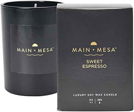 Main + Mesa Matte Black Glass Candle in Gift Box, 9.3 oz., Burn t...
