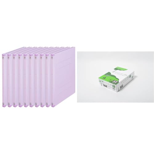 【セット品】エイピーピー・ジャパン(APPJ) APP 高白色 ホワイトコピー用紙 A3 白色度93% 紙厚0.09mm 1500枚(500枚×3冊) + プラス 背補強フラットファイル A4縦 2穴 10冊 バイオレット No.021S 79-432