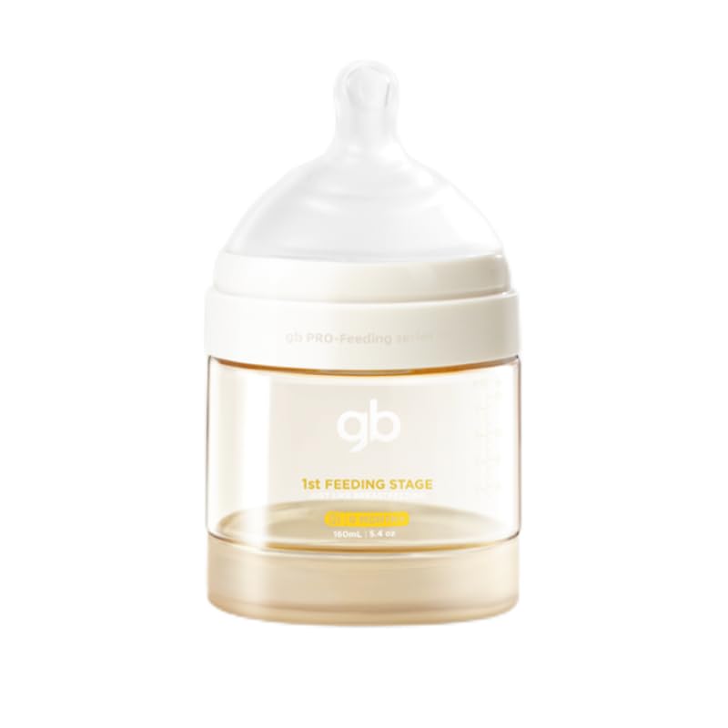 gb Feeding Series 1st Stage Baby Bottle 5.4oz 160ml PPSU BPA-Free, Anti-Colic, Soft Silicone, Ergonomic Handle, Easy to Clean, Ideal for Newborn