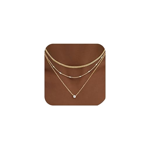WomenGifts Layered Gold Necklaces for Women, 14K Gold Plated Cute
