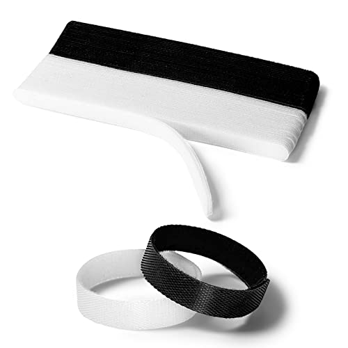 50PCS Reusable Cable Ties,Adjustable Cable Management,Cord Organizer,Cable Organizer,Multi-Purpose Wire Ties (25 Pcs Black and 25 Pcs White Cable Ties)