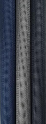 Image of KCS 3 pc of 15 inch x 18 inch(38cmx45cm) 11 Count Cross Stitch Cotton Aida Cloth Needlework Rolled Fabric Box,11CT,Navy Blue+Dark Grey+Black