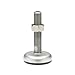 J.W. Winco 24N200R48/AK Series GN 340.5 Stainless Steel Leveling Mount with Black Rubber Pad Inlay and Nut, Shot-Blast Finish, Metric Size, 80mm Base Diameter, M24 x 3.0 Thread Size, 200mm Thread Length