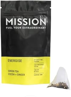Energise Tea | Green Tea with Cocoa Nibs & Ginger | Pyramid Tea Bags