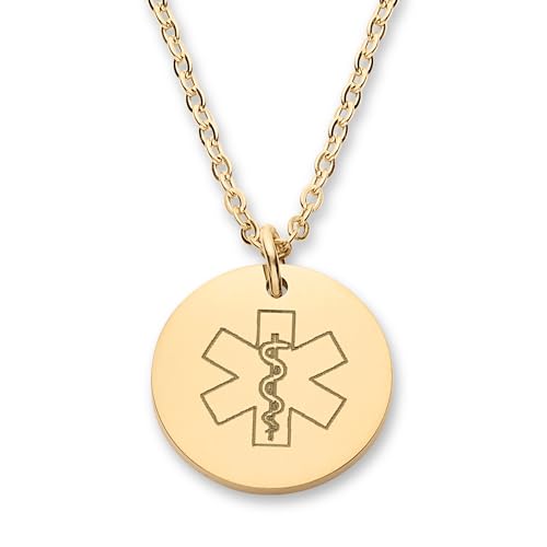Medical Alert ID Necklace for Women, Stylish Customizable Medical Jewelry,18k Gold, Rose Gold, Silver, Personalized Engraving, Hypoallergenic, Waterproof, Includes Gift Box & Medical ID Wallet Card