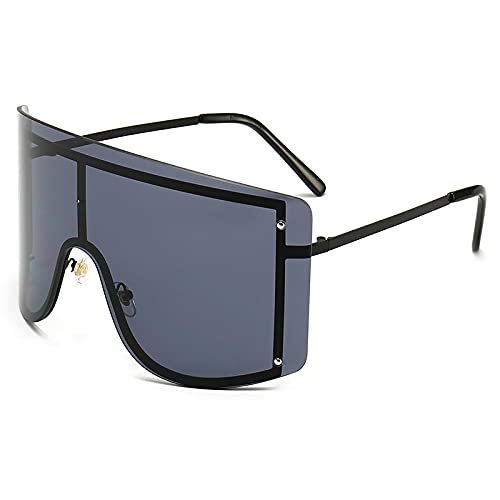 Lunettes de soleil pour femmes en métal dégradé jaune bleu forme oversize