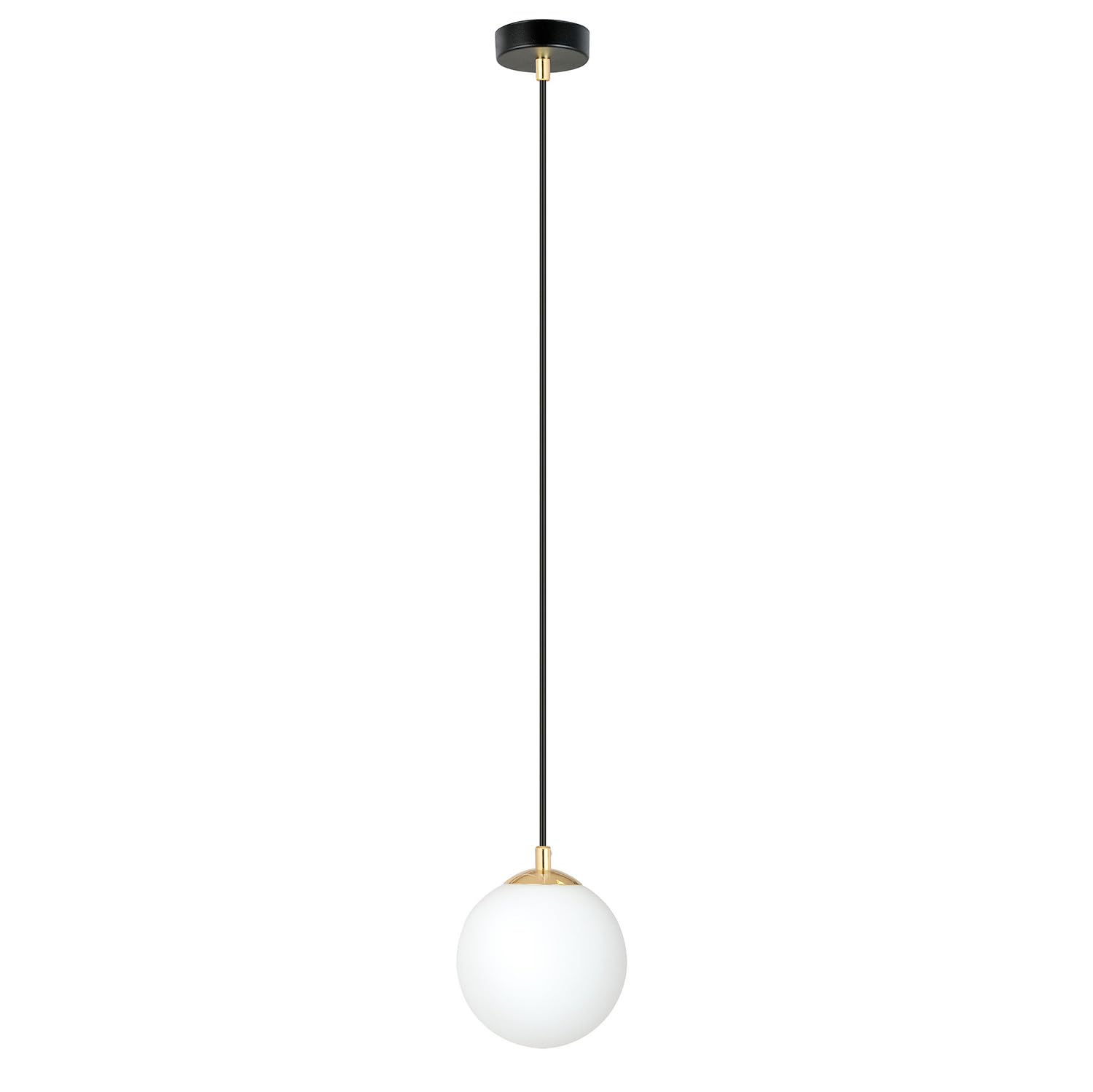 Sospensione Contemporanea 1 Luce In Acciaio Nero/Oro Sfera Vetro Bianco