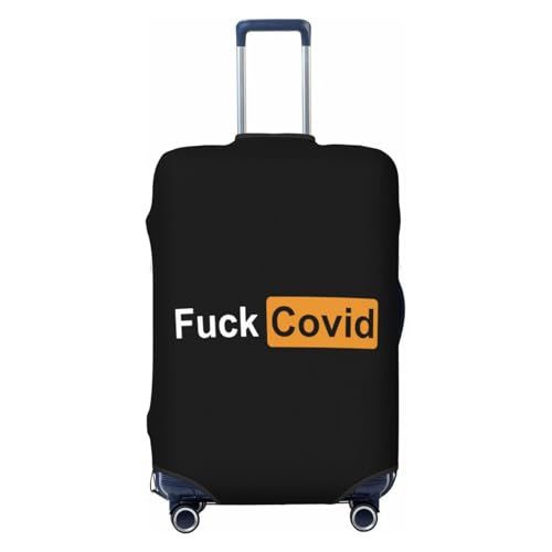 Fuck Covid Epi-Demy in Orange and Black Travel Luggage Cover Suitcase Protector Fits 22-25 Inch Case(Black,M)