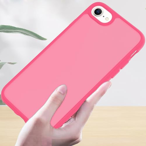 Image of TENOC Phone Case Compatible with iPhone SE (2nd 2020 and 3rd 2022 Generation) & iPhone 7 & iPhone 8, Hot Pink Case Translucent Protective Bumper Matte Hard Back Cover for 4.7 Inch