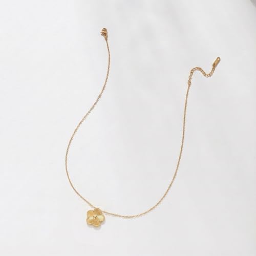 Image of Billet-doux 14k Gold-Plated Clover Necklace for Women, Sparkling Four-Leaf Shiny Clover Pendant with Dazzling Pave CZ Halo, Adjustable Size, Trendy Jewelry Gifts Perfect for Her