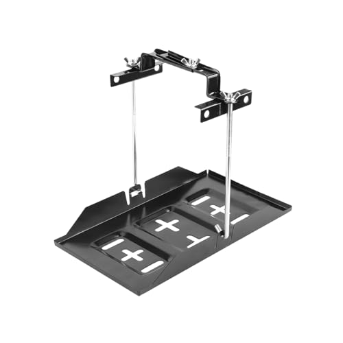 Norkmdi Car Battery Hold Down Tray Kit, Metal Adjustable Vehicle Battery Bracket Clamp Storage Holder, Corrosion-Resistant Automotive Batteries Tray Hold Down Kit, Universal for Vehicles (19CM)