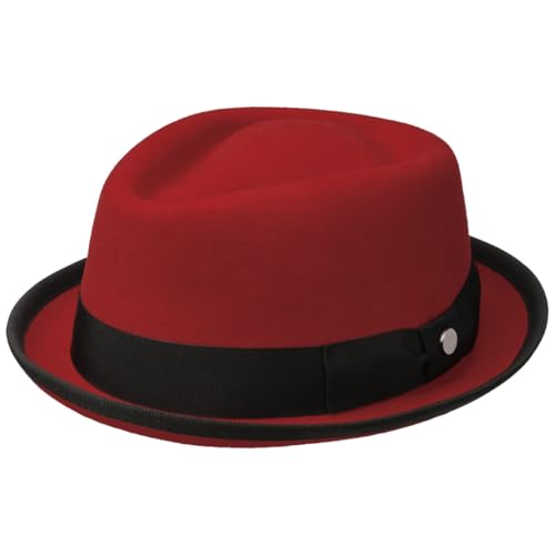 Lierys Fedora Pork Pie Hat Women/Men red 7-7 1/8