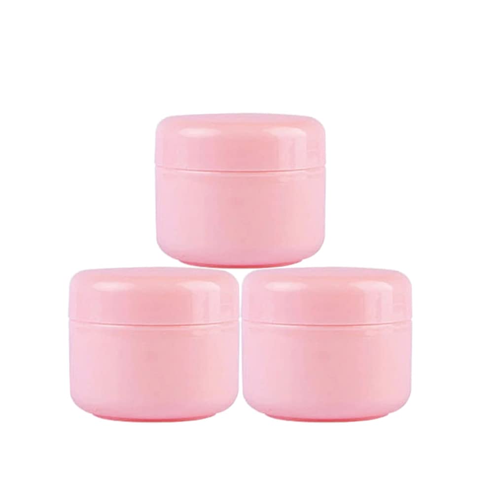 100ml Cosmetic Sample Container Pink Empty Refillable Plastic Round Pot Face Cream Lotion Cosmetics Container DIY Makeup Sample (Pack of 20)
