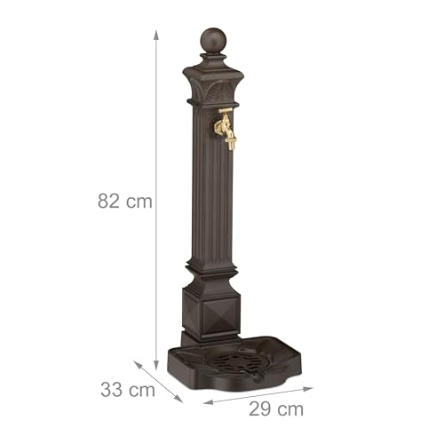Fuente de pie antigua Relaxdays de 82x29x33 cm para decoracion exterior en color marron 5