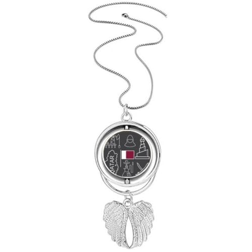 Collier ailes d'ange drapeau du Qatar, bijou de créateur Drawing City aux finitions unies