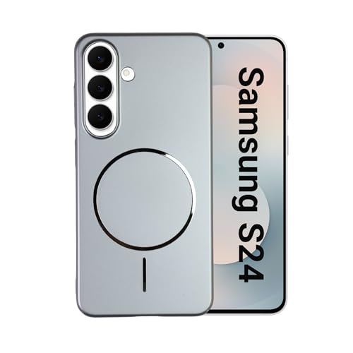 Image of AIBEX Ultra-Thin Mag-Saf Back Cover Case Compatible with Samsung S24| Slim Fit Scratch-Resistant Matte | Magnetic Wireless Charging | Microfibre Lining | Camera Protection (PC Material) - Silver