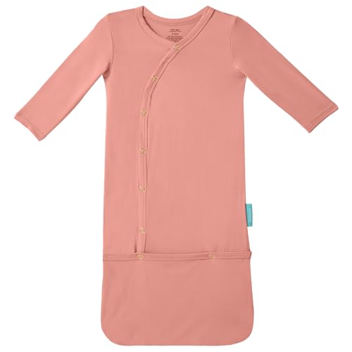 PurComfy Supersoft Baby Sleeper Gowns, Premium Bamboo Viscose Infant Nightgown Sleepers Preemie Newborn Snap Bundler Coral Preemie