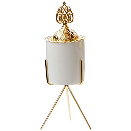 IMIKEYA Creative Arabian Incense Burner Elegant Metal Ceramic Mabkhara Arabic Aroma Burner Oil Diffuser Table Centerpiece for New Year Home Table Fireplace Decoration 27.5X9.5CM (Golden)
