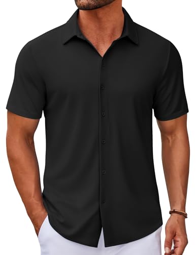COOFANDY Men's Casual Button Down Short Sleeve Shirts Untucked Wrinkle Free Shirt Stretch Dress Shirts
