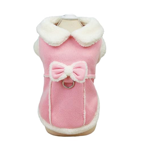 Winter Suede Dog Jacket Winter Dress for Small Medium Dogs Girl Bow Decoration Puppy Dresses for Chihuahua Yorkie Teacup Dog Christmas Outfit