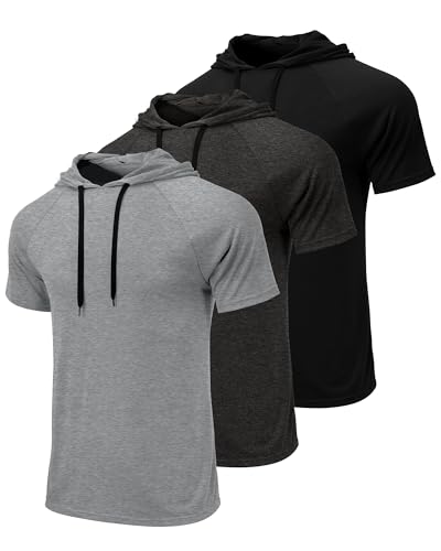 Ficerd 3 Pack Big and Tall Men's Hoodie Short Sleeve Workout T Shirts Casual Running Athletic Pullover Sweatshirt2
