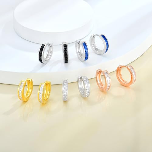 YL 13mm Halo Hoop Earrings 925 Sterling Sliver Round Huggie Earring Princess Cut Birthstone Jewelry for Women4