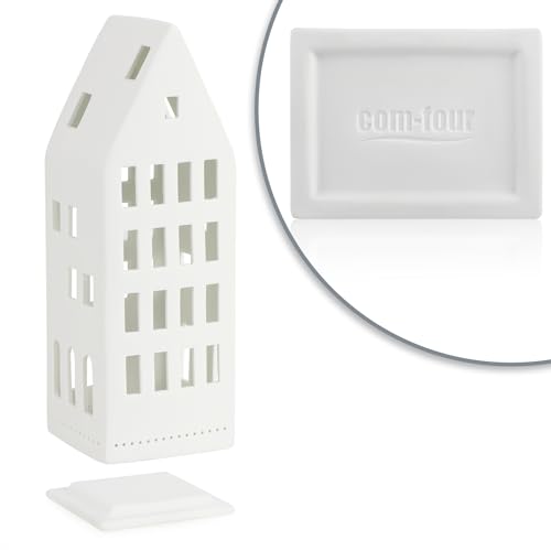 COM-FOUR® tea light house made of porcelain, house made of matt porcelain with tea light base, light house - Image 4