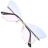 CLISPEED Butterflies Shaped Rimless Sunglasses Women Fashion Large Frame Blue Pink Gradient Lenses Party Photo Props
