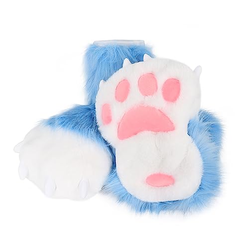 JUNBOON Fuzzy Bear Feet Paw Slippers Cat Wolf Fox Animal Claw Shoes Furry Boots Costume Accessories for Adult Halloween Cosplay Indoor
