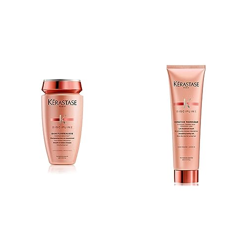 Kérastase | Discipline, Champú Disciplinante, Control y Movimiento, 250 ml & Kérastase | Discipline, Protector Térmico, Leche Antiencrespamiento Sin Aclarado, 150 ml