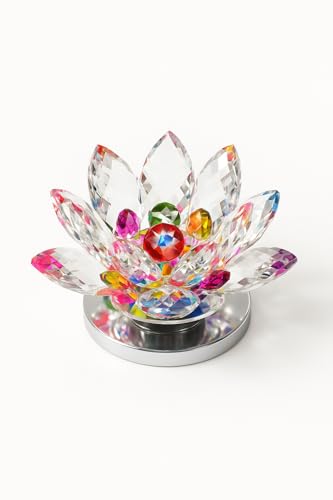 Image of ZYROO Crystal Lotus Flower Showpiece for Home Decor | Feng Shui Good Luck Crystal Lotus | Decorative Glass Lotus for Pooja Room, Office Desk, Meditation & Gift