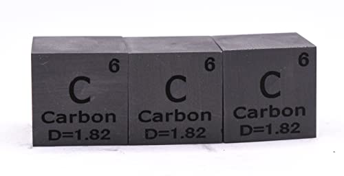 Image of 1 inch 25.4mm Carbon Cube C up to 99.9% Pure Periodic Table Element Engraved Density Collection Science Education Display Block Cube + Acrylic Case Box - 1PC