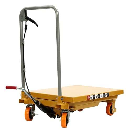 Hydraulic Scissor Lift Table, 500 lbs Capacity Single Scissor Lift with Locking Wheels, Heavy-Duty Material Handling