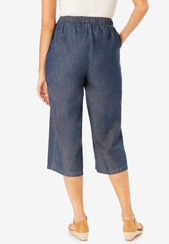 Woman Within Plus Size Drawstring Denim Capri2