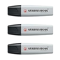 Stabilo, Boss Original, Pack of 3 Highlighters, Pastel, Chisel Tip 2-5 mm, Powder Grey