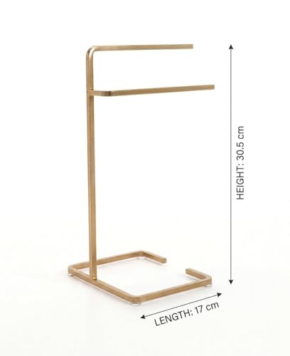 Image of Stand Wallah Gold Towel Stand for Bathroom & Kitchen | Freestanding Double Bar Hand Towel Holder | Rust Resistant Metal Countertop Towel Rack | Modern Luxury Design for Kitchen, Sink