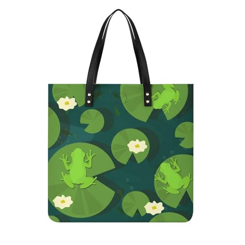 Sac à bandoulière grenouille et feuille grand format de voyage pour femme
