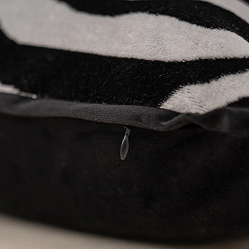 Yangest Black Square Pillow Cover Cut Velvet Zebra Print Cushion Cover Luxury Modern Pillowcover for Couch Living Room Bedroom,18x18 Inch