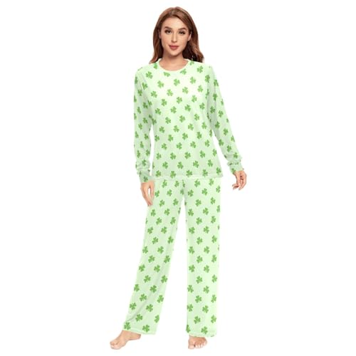 Unisex Pajama Set St Patricks Day Shamrock Family Matching Long Sleeve 2 Piece Sleep Lounge Set for Men & Women3