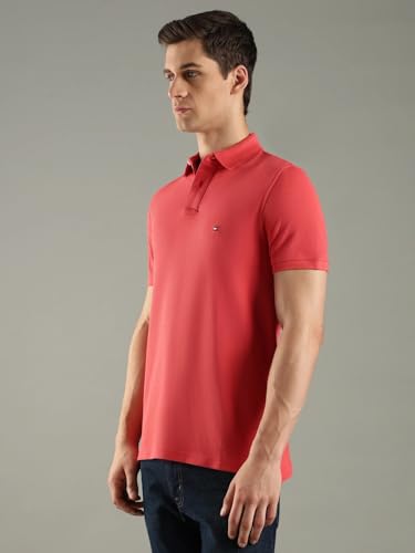 Image of Tommy Hilfiger Solid Regular fit Cotton Polo t-Shirt