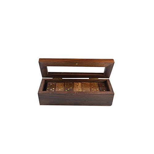 Juego de dominó de madera hecho a mano miniatura 3