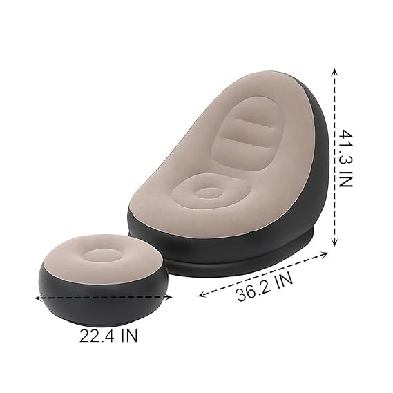 Inflatable Air Sofa Lounge –Air Couch Chair with Footstool for Indoor&Outdoor in Livingroom Bedroom Readingroom Office Balcony Garden - Image 3