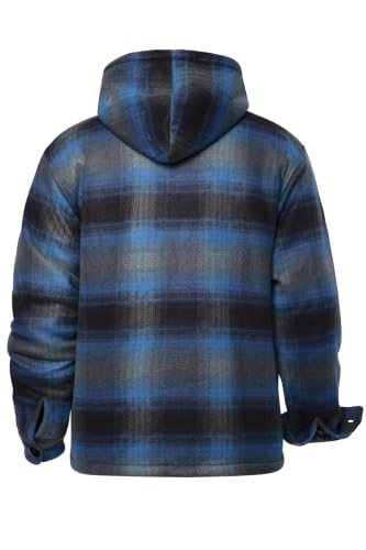 Image of TanBridge Men's Cotton Plaid Shirts Jacket Full Zip Fleece Flannel Sherpa Lined Hoodies Heavyweight Hoodies Jacket for Men