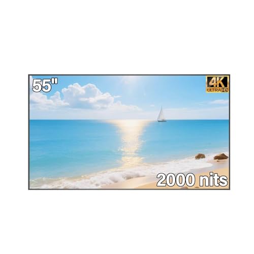 Image of 55inch 4K Digital Signage Display, 2000nits High Brightness, LCD Monitor Slim Fit Frameless Advertising Display, Wall Mount Digital Display, CMS Remote Publishing, 7 /24 Timer Switch, Built-in Speaker