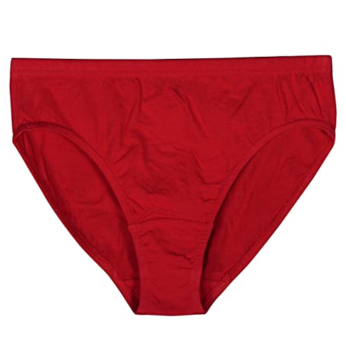 12P Women's Cotton Sexy Underwear Soft Comfy Stretch Ladies Breathable Hipster Solid Girl Briefs Panties (S, Red-12P) #TOP1